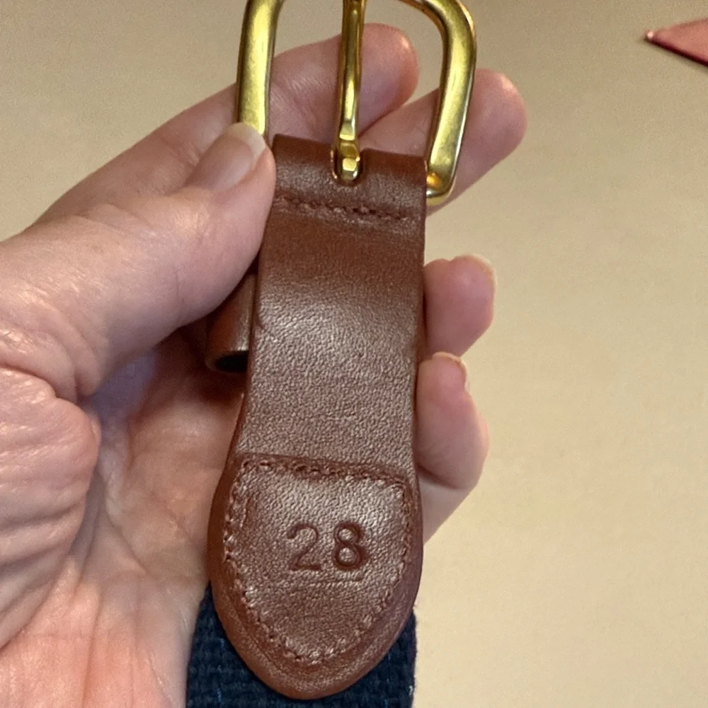 Leather Man Ltd Boys 28 Navy Belt with Bow Tie Design and Brown Leather